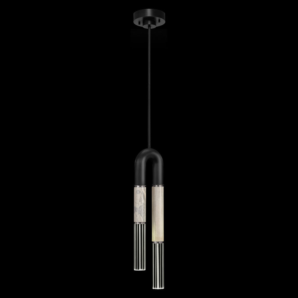 Seven-Inch Parchment Glass Pendant Light / Black / Nickel / Smoke