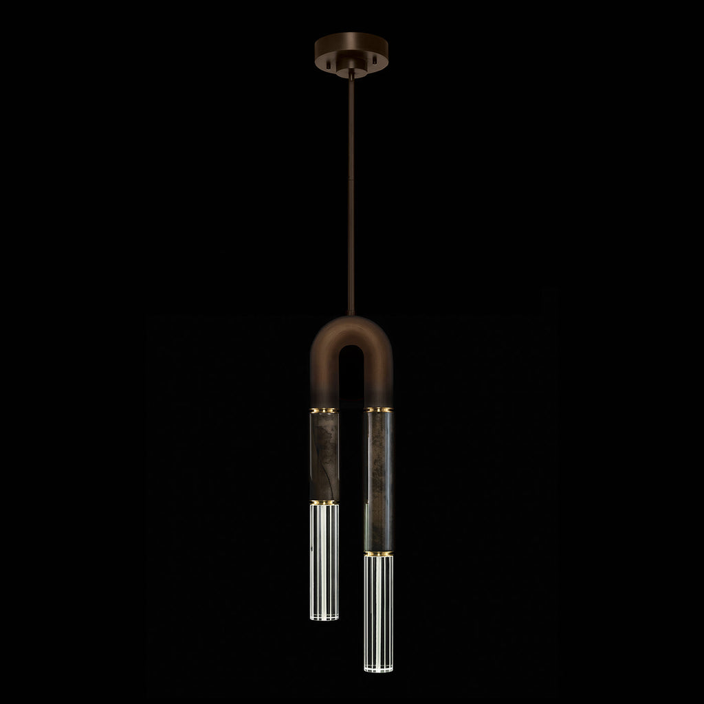 Seven-Inch Parchment Glass Pendant Light / Bronze / Brass / Charcoal