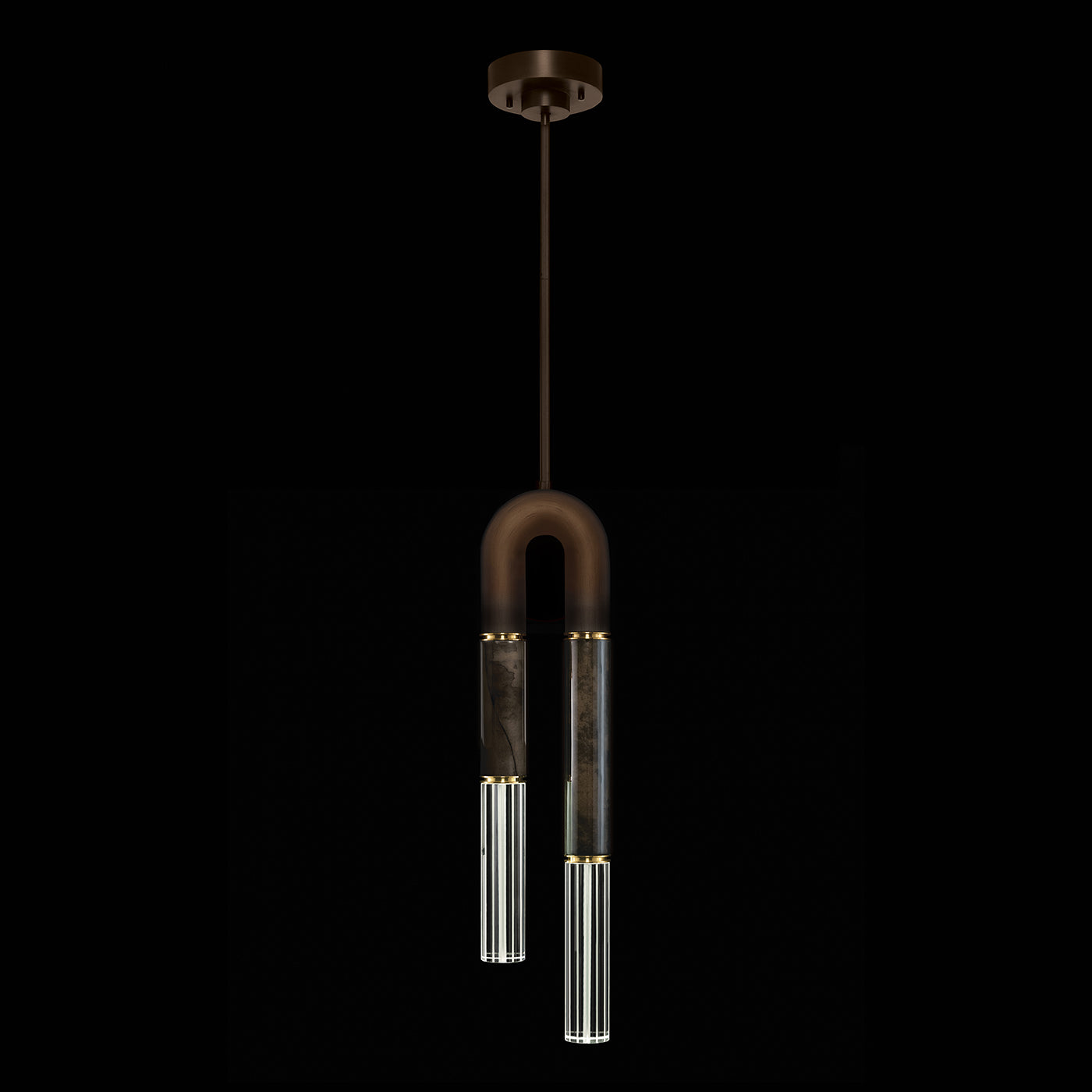 Seven-Inch Parchment Glass Pendant Light / Bronze / Brass / Charcoal