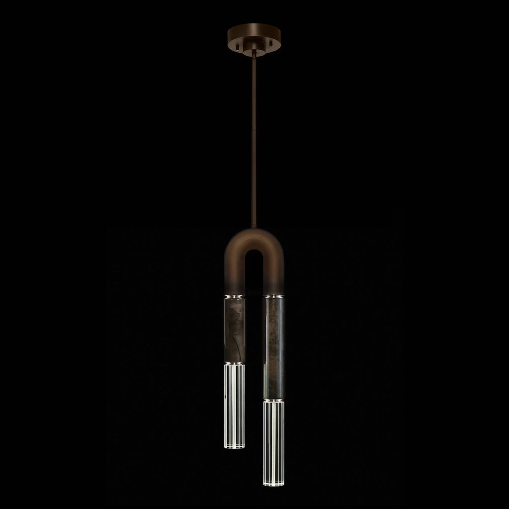 Seven-Inch Parchment Glass Pendant Light / Bronze / Nickel / Charcoal