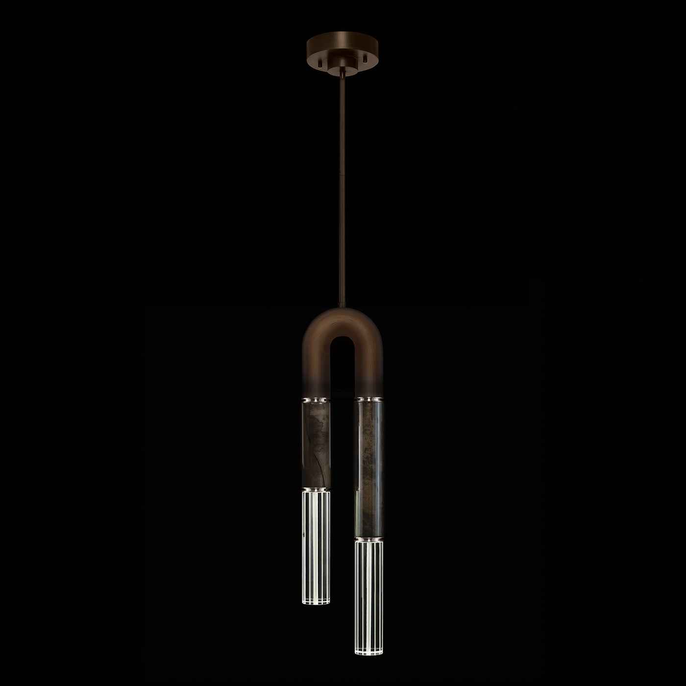 Seven-Inch Parchment Glass Pendant Light / Bronze / Nickel / Charcoal