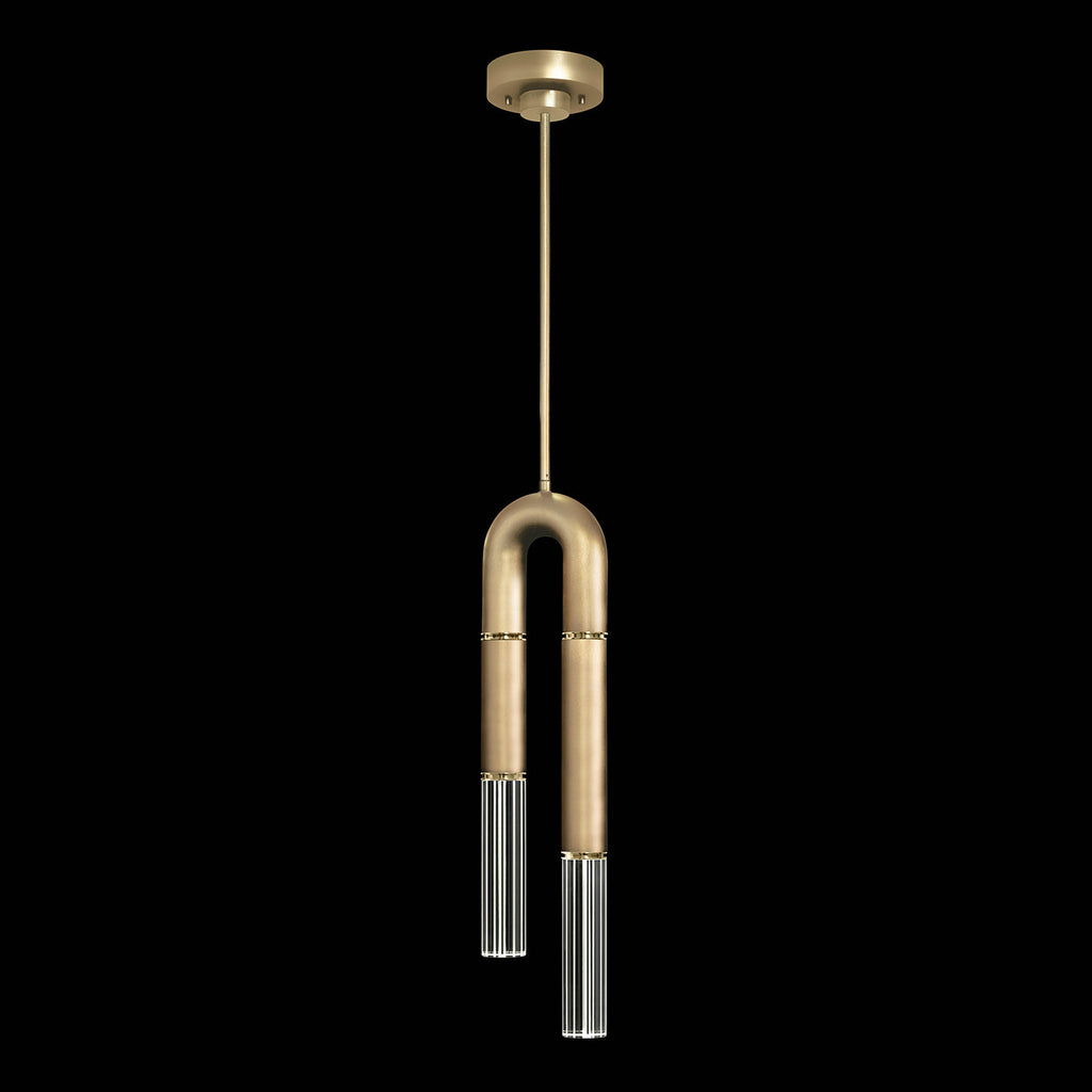 Seven-Inch Parchment Glass Pendant Light / Gold Leaf / Brass / No Parchment