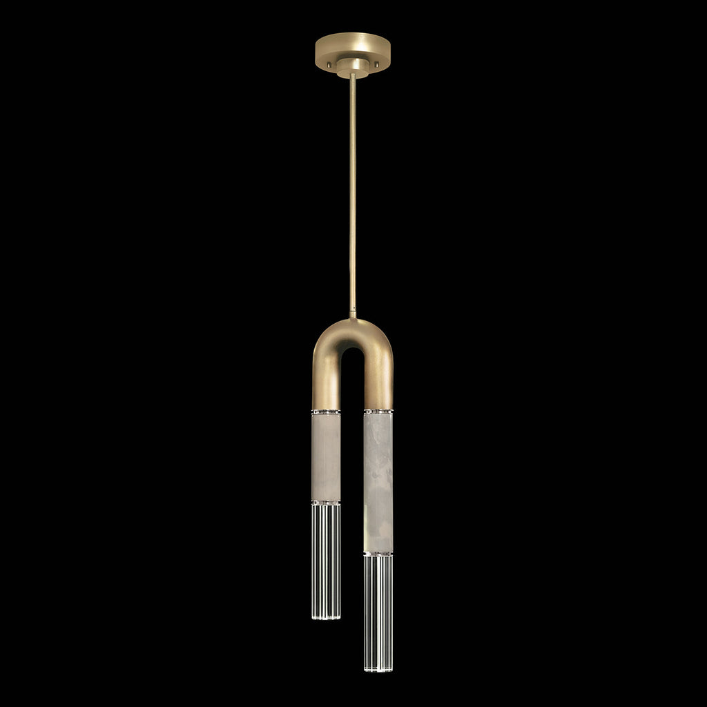 Seven-Inch Parchment Glass Pendant Light / Gold Leaf / Nickel / Smoke