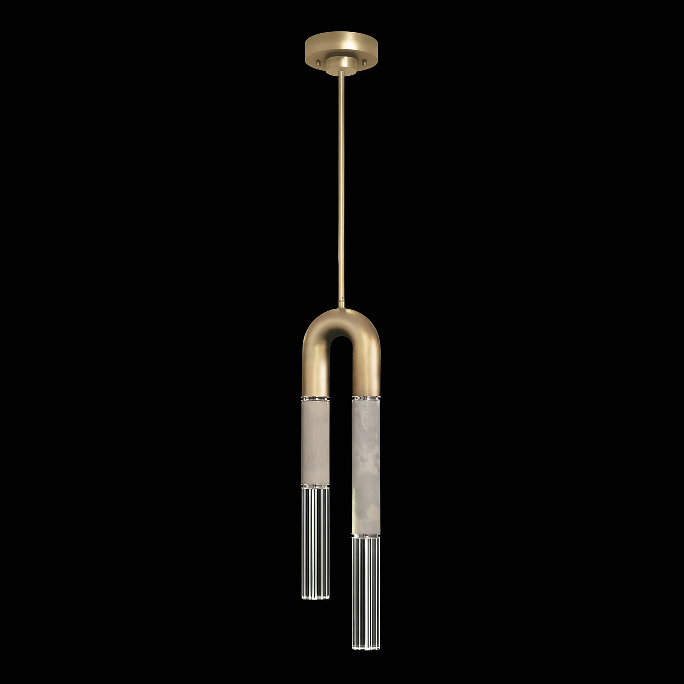 Seven-Inch Parchment Glass Pendant Light / Gold Leaf / Nickel / Smoke