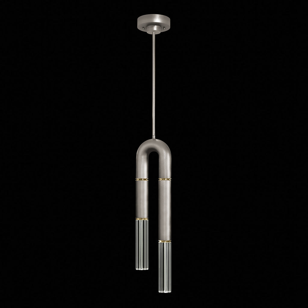 Seven-Inch Parchment Glass Pendant Light / Silver Leaf / Brass / No Parchment