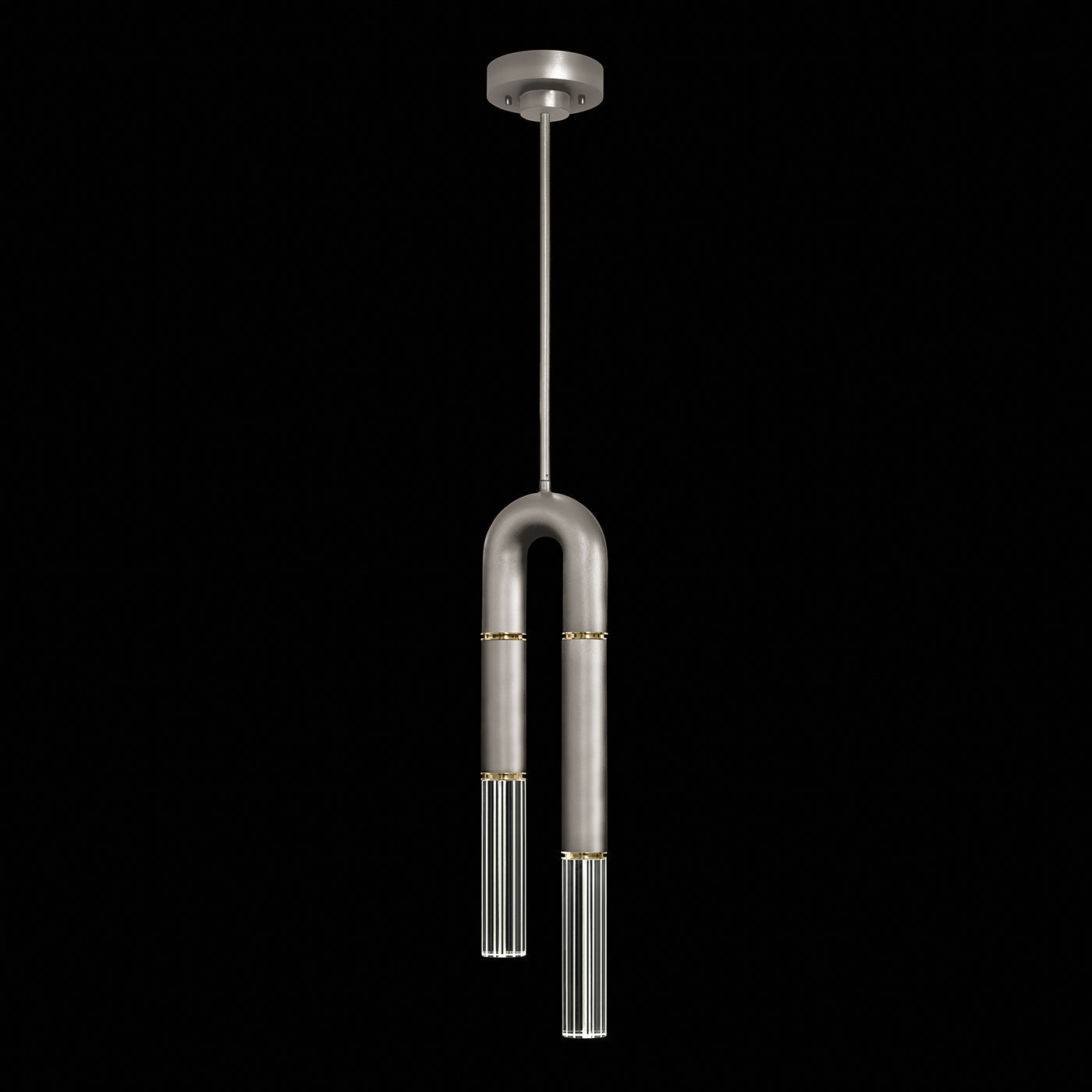 Seven-Inch Parchment Glass Pendant Light / Silver Leaf / Brass / No Parchment