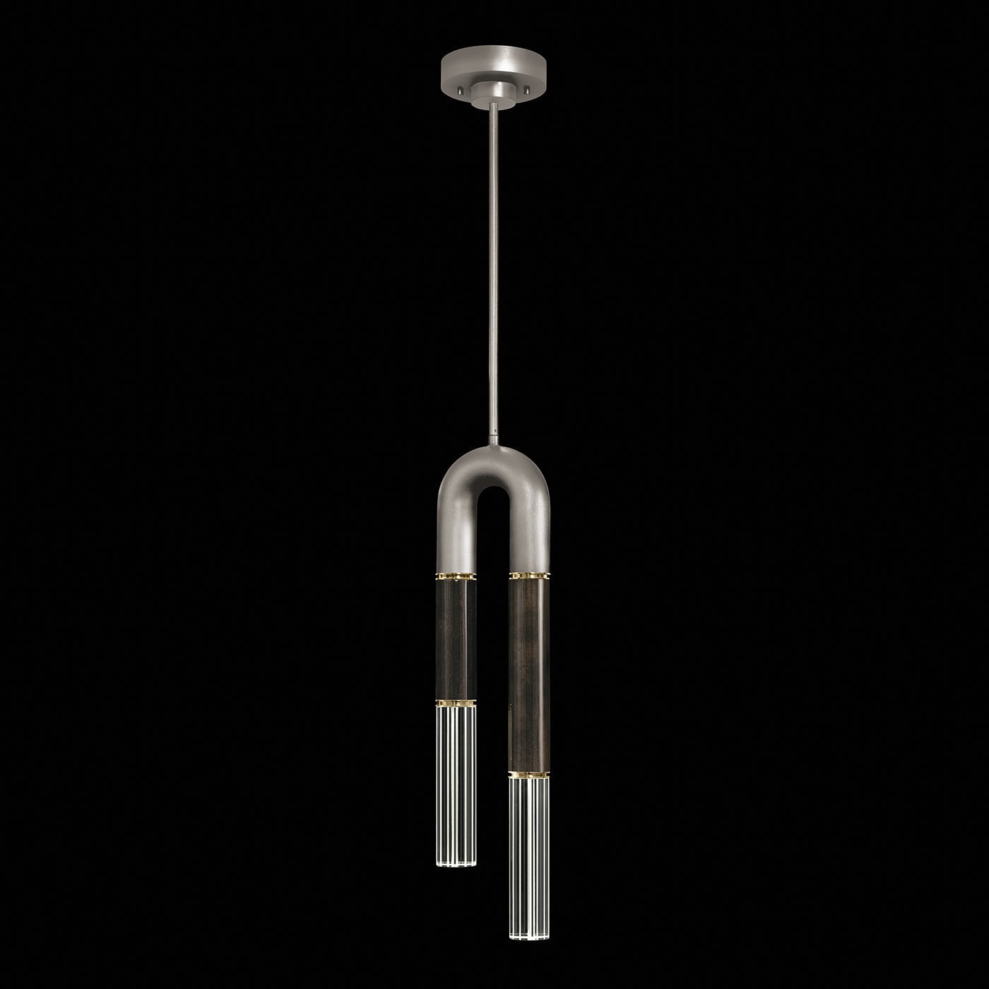 Seven-Inch Parchment Glass Pendant Light / Silver Leaf / Brass / Charcoal