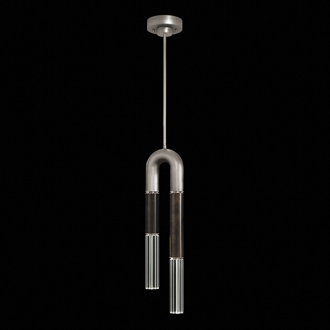 Seven-Inch Parchment Glass Pendant Light / Silver Leaf / Nickel / Charcoal