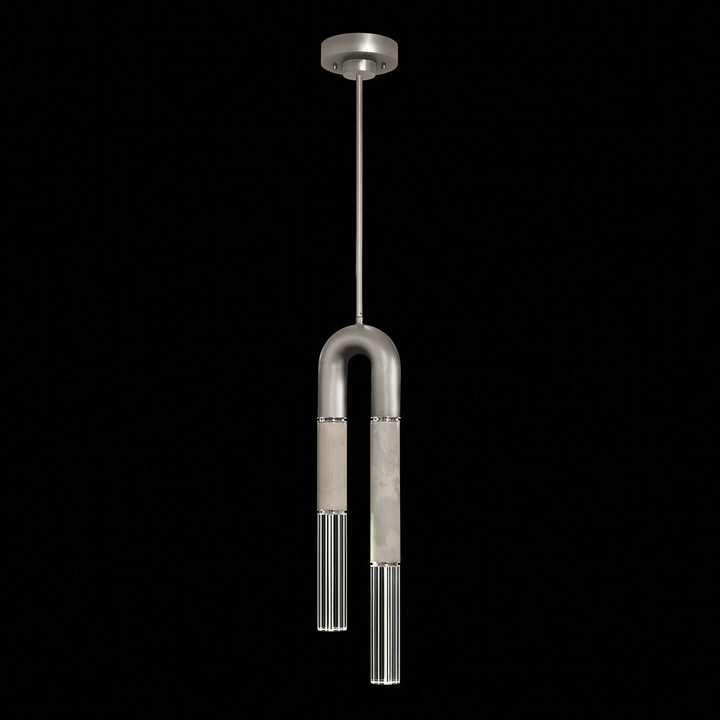 Seven-Inch Parchment Glass Pendant Light / Silver Leaf / Nickel / Smoke