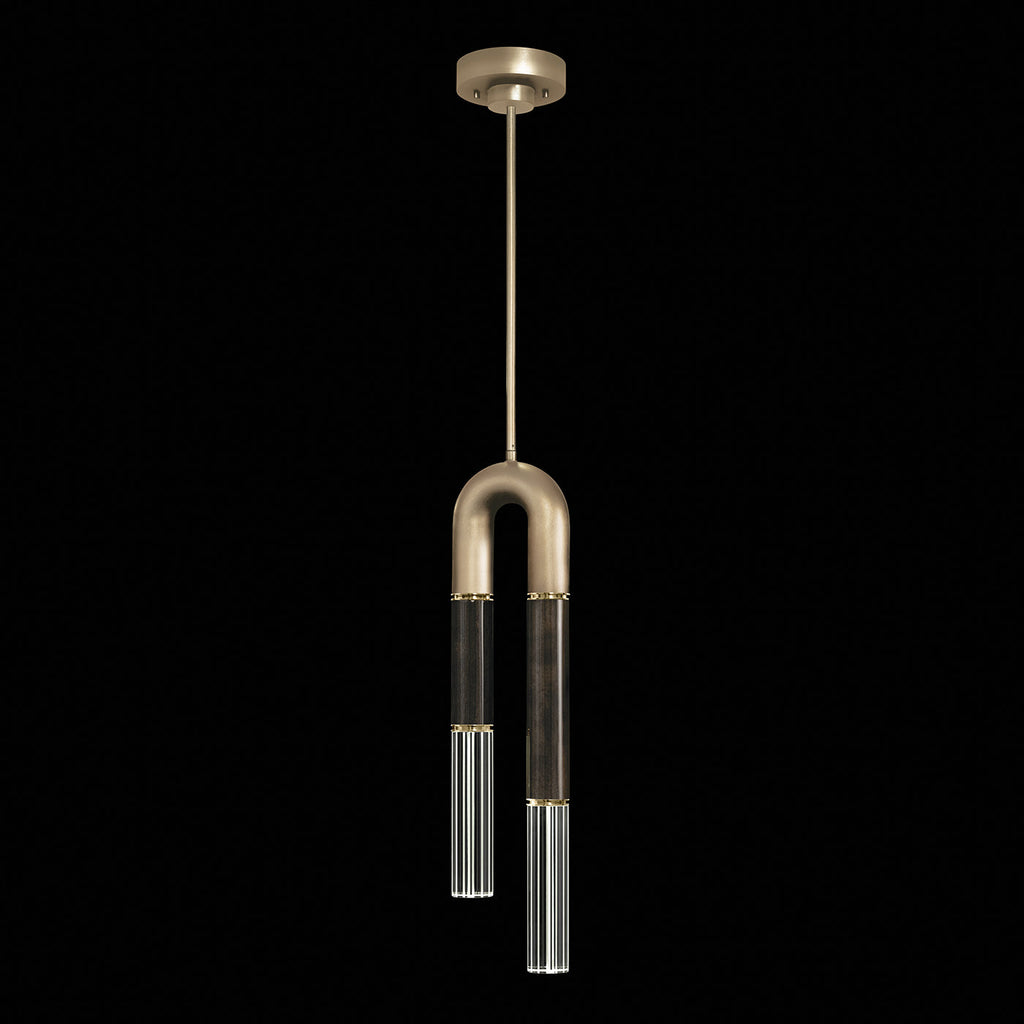 Seven-Inch Parchment Glass Pendant Light / Soft Gold Leaf / Brass / Charcoal