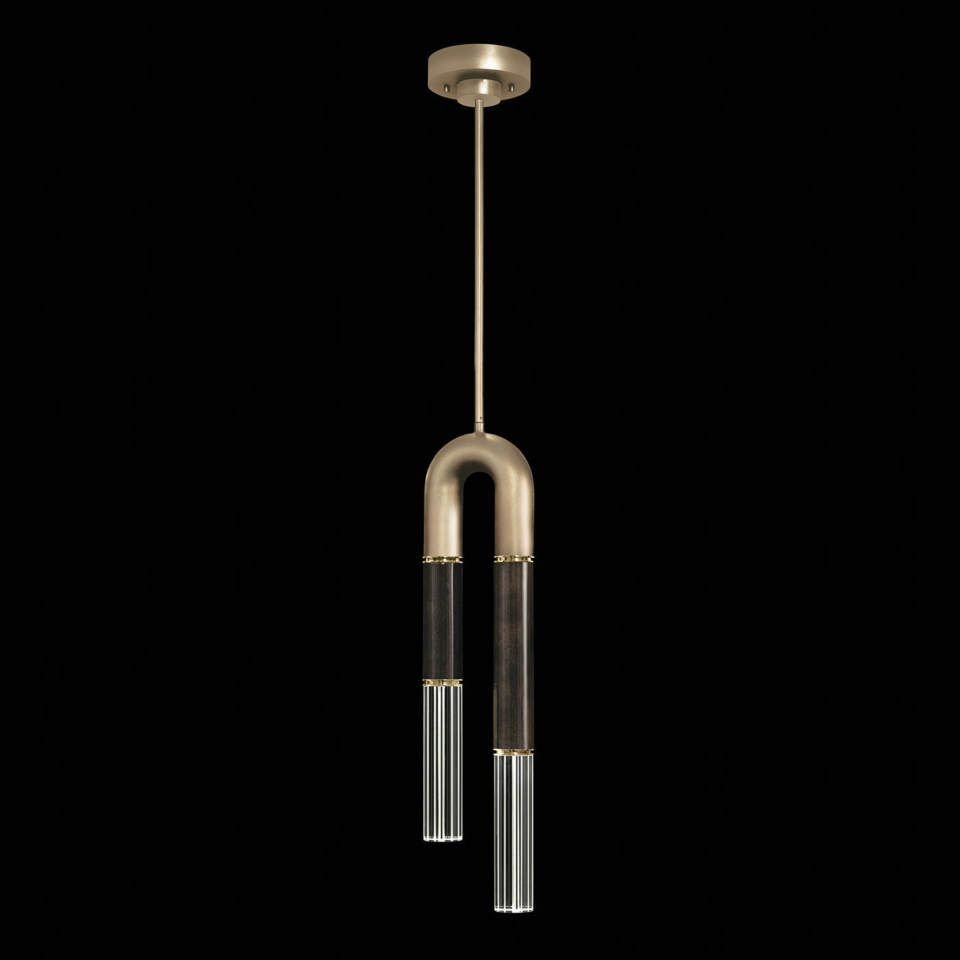 Seven-Inch Parchment Glass Pendant Light / Soft Gold Leaf / Brass / Charcoal